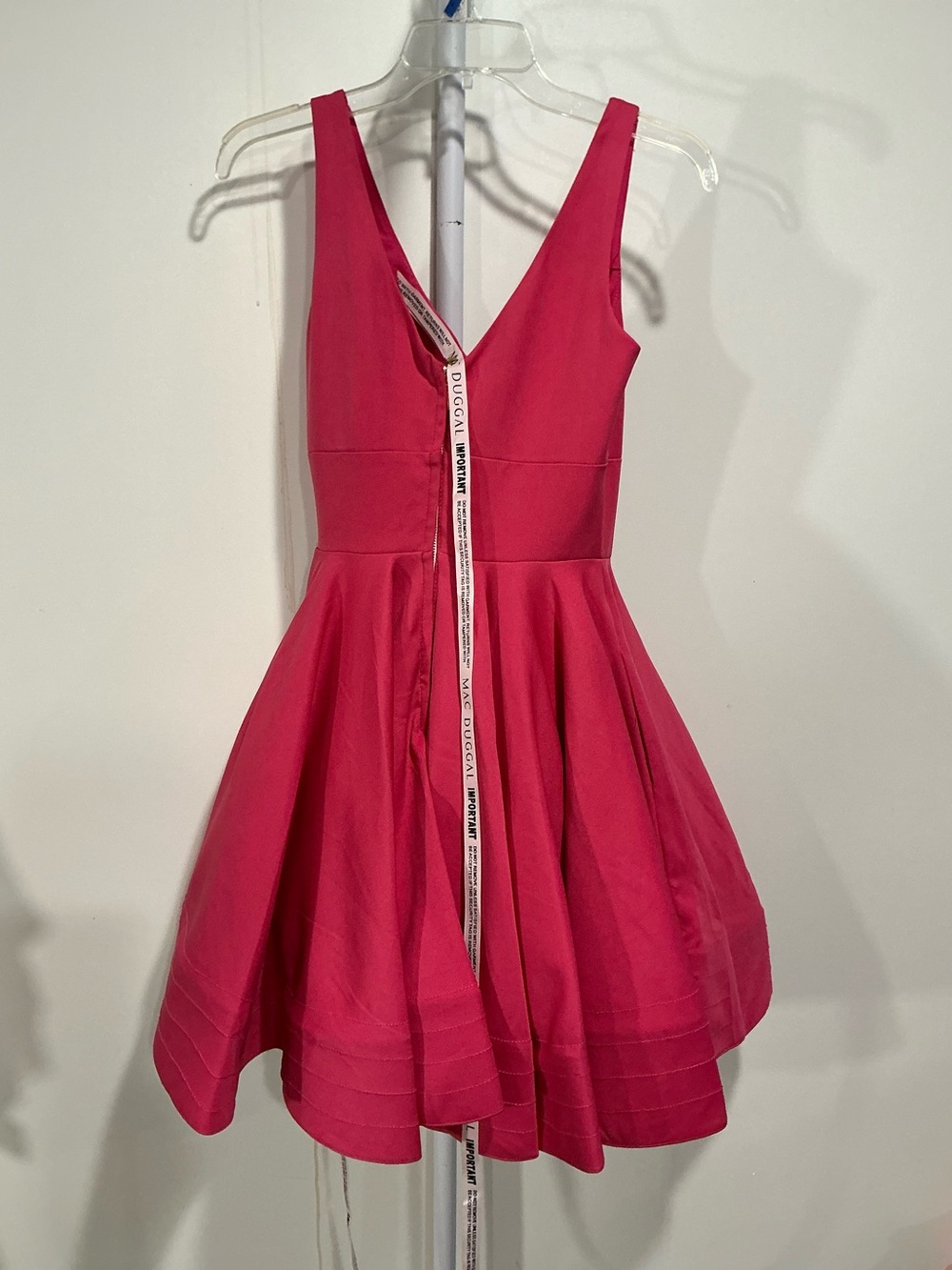 Mac Duggal Vibrant Pink Fit-and-Flare Mini Dress - Picture 2 of 8
